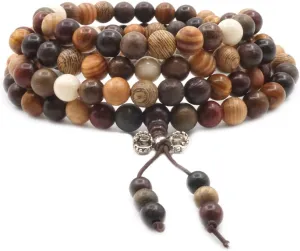 LEVINE HandstringWooden bracelets,8MM Tibetan Wooden Bead Bracelet 108 Beads Prayer Lama Buddhist Buddha Meditation Bracelet/Necklace