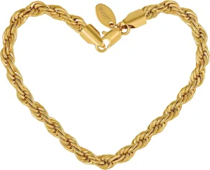 LIFETIME JEWELRY 6mm Rope Chain Bracelets for Women and Men 24k Real Gold Plated