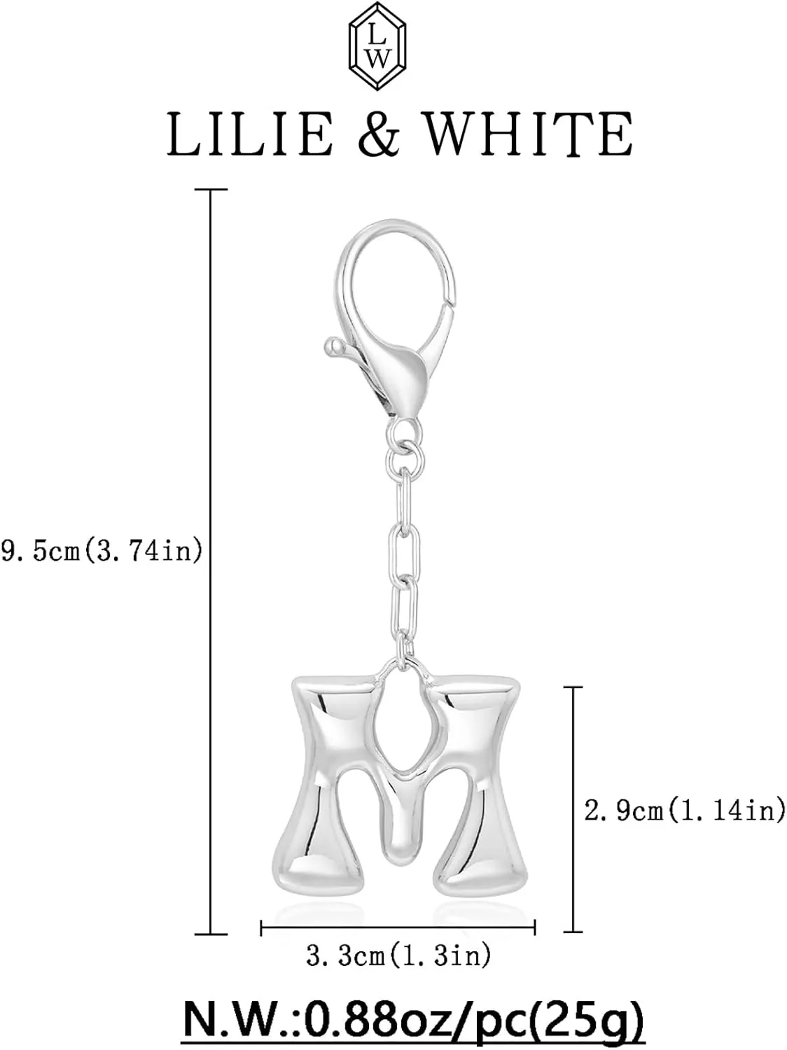 LILIE&WHITE Gold Bubble Initial Keychain For Women Handbag Charms Fashion Alphabet Keychain Accessories Gift