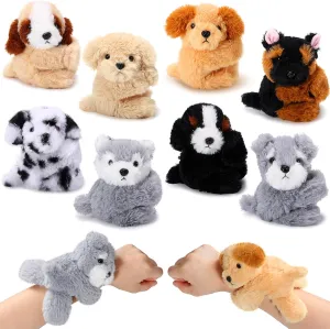 Liliful 8 Pack Kids Gifts Stuffed Animal Cat Slap Bracelets, Graduation End of Year 8 Inch Plush Wrist Cute Snap Bracelets Birthday for Boys Girls Child Bulk Items Pet Adoption Party Favors(Puppies)