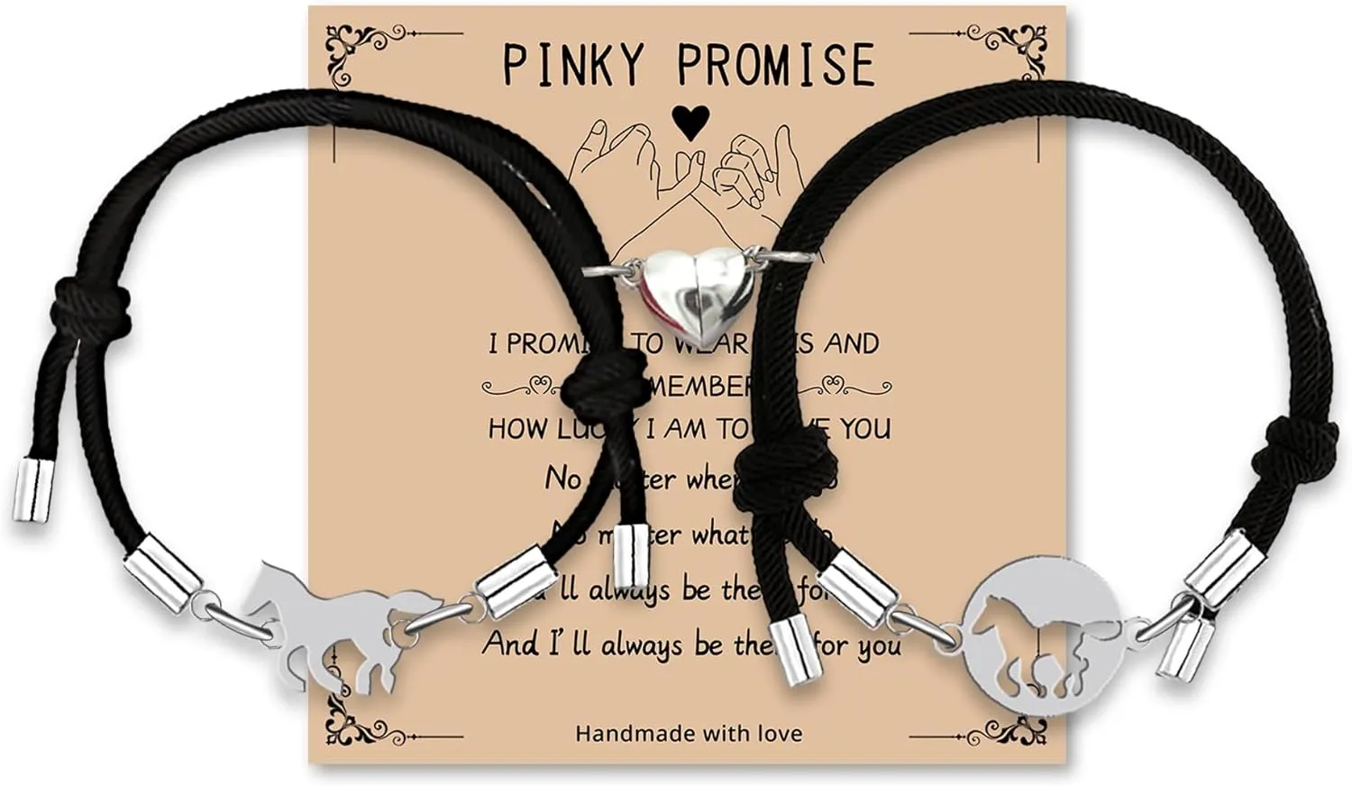 LINY Matching Horse Bracelets for Couples Sisters Best Friends 2Pcs Promise Bracelet Relationship Gifts for Her Him Birthday Gifts