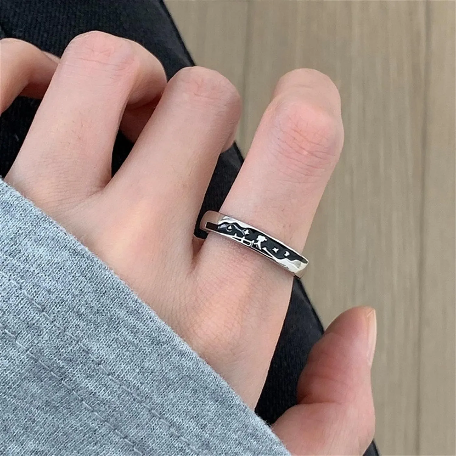 Lnnmomn Couples Matching Promise Rings for Women, Men, Her, Him, Best Friend - Set of 2 Adjustable Couples Rings