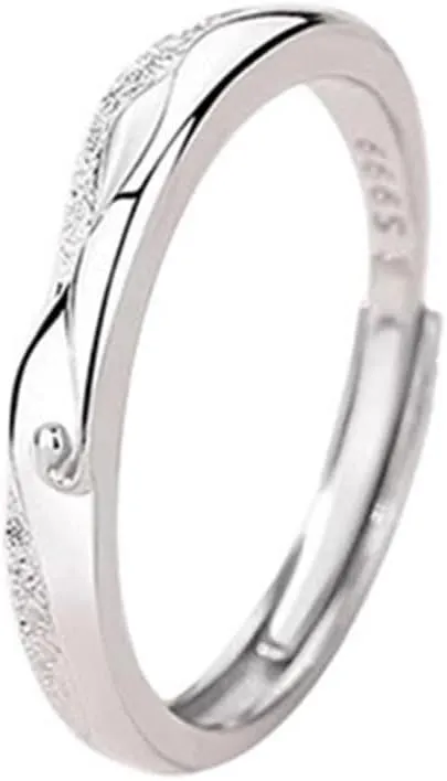 Lnnmomn Couples Matching Promise Rings for Women, Men, Her, Him, Best Friend - Set of 2 Adjustable Couples Rings