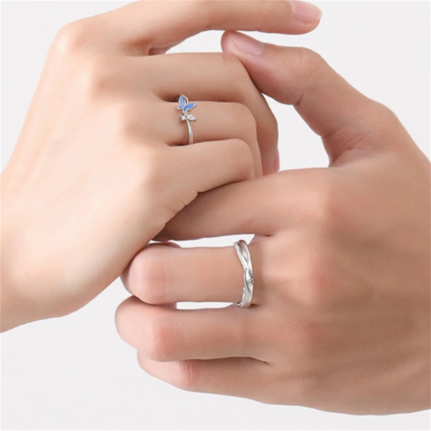 Lnnmomn Couples Matching Promise Rings for Women, Men, Her, Him, Best Friend - Set of 2 Adjustable Couples Rings