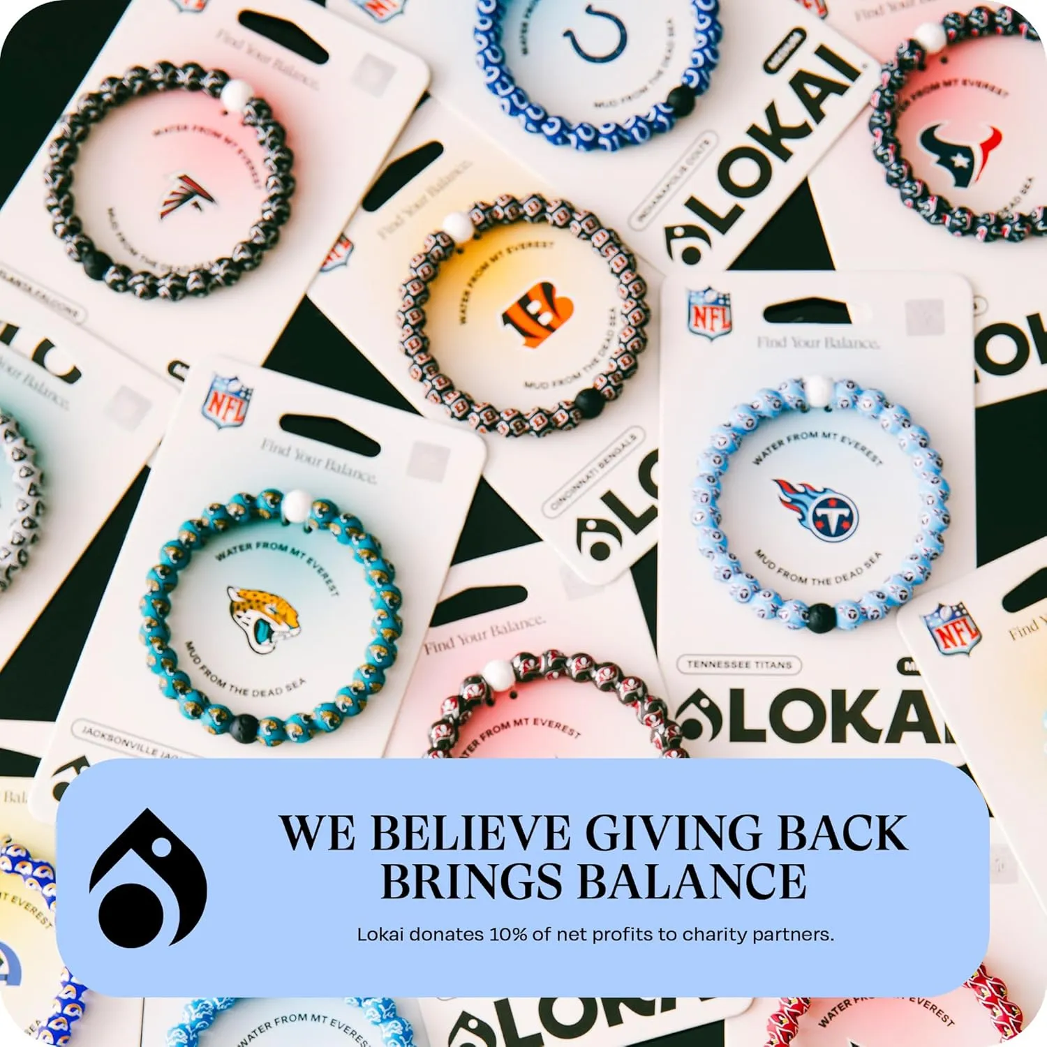Lokai NFL Football Collection Beaded Bracelets for Men & Women - Silicone Jewelry Fashion Bracelet Slides-On for Comfortable Fit