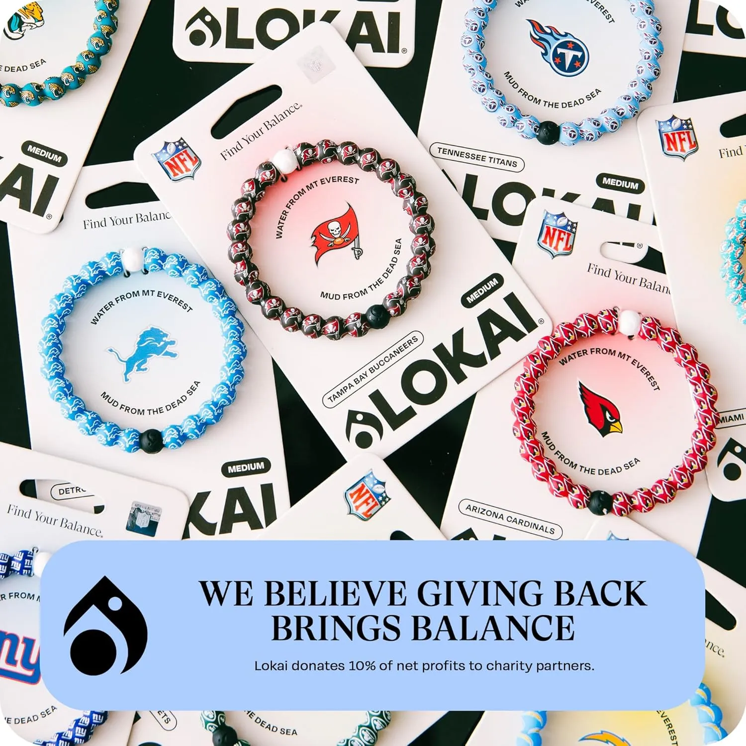 Lokai NFL Football Collection Beaded Bracelets for Men & Women - Silicone Jewelry Fashion Bracelet Slides-On for Comfortable Fit