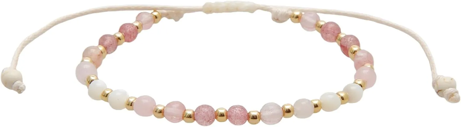 Lotus and Luna 4MM Energy Chakra Healing Bracelet with Real Stones Jade, Pearl, Rose Quartz, Amethyst, Moonstone