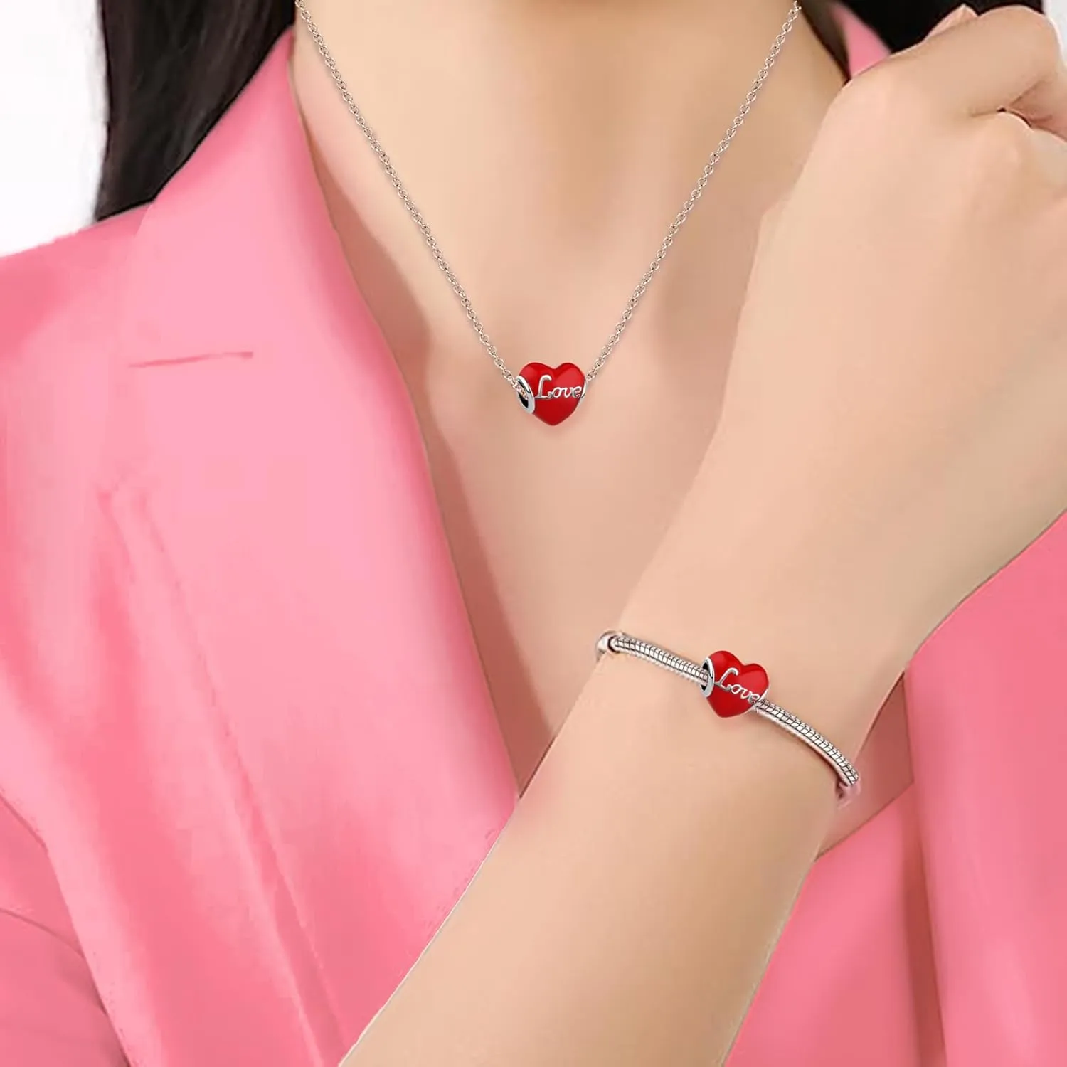 Love Lucky Charm Religious Cross Red Heart Love Charms Beads Fits Pandora Bracelets Christmas Halloween Valentine Day