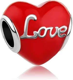 Love Lucky Charm Religious Cross Red Heart Love Charms Beads Fits Pandora Bracelets Christmas Halloween Valentine Day