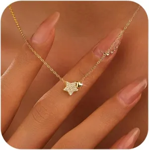 LOVECOM S925 Sterling Silver Heart Necklace for Women Dainty 14k Gold Plated CZ Infinity Love Heart Opal North Star Pendant Choker Necklaces Trendy Chain Jewelry Birthday Gifts for Mom to Daughter