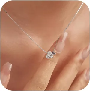 LOVECOM S925 Sterling Silver Heart Necklace for Women Dainty 14k Gold Plated CZ Infinity Love Heart Opal North Star Pendant Choker Necklaces Trendy Chain Jewelry Birthday Gifts for Mom to Daughter