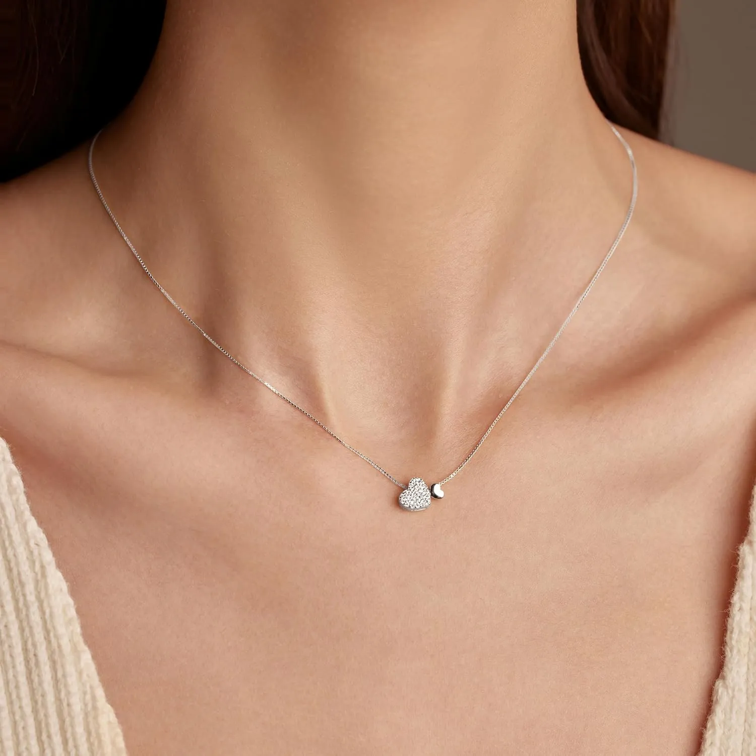 LOVECOM S925 Sterling Silver Heart Necklace for Women Dainty 14k Gold Plated CZ Infinity Love Heart Opal North Star Pendant Choker Necklaces Trendy Chain Jewelry Birthday Gifts for Mom to Daughter