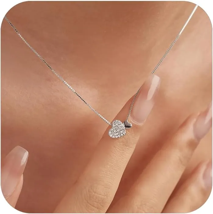 LOVECOM S925 Sterling Silver Heart Necklace for Women Dainty 14k Gold Plated CZ Infinity Love Heart Opal North Star Pendant Choker Necklaces Trendy Chain Jewelry Birthday Gifts for Mom to Daughter