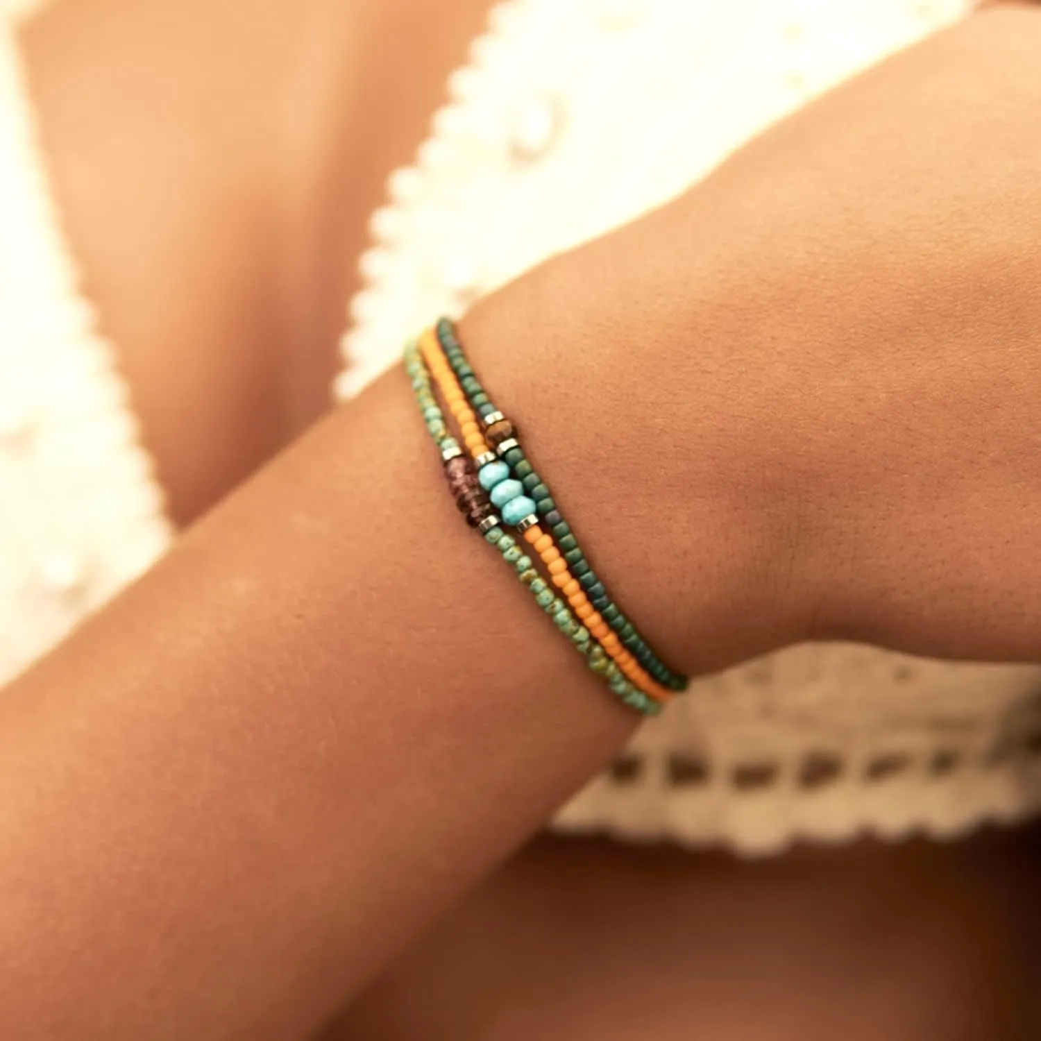 Luck Strings Watermelon Tourmaline Beaded Bracelet for men or women - Gemstone Stretch Bracelets - Men's Bead Bracelet
