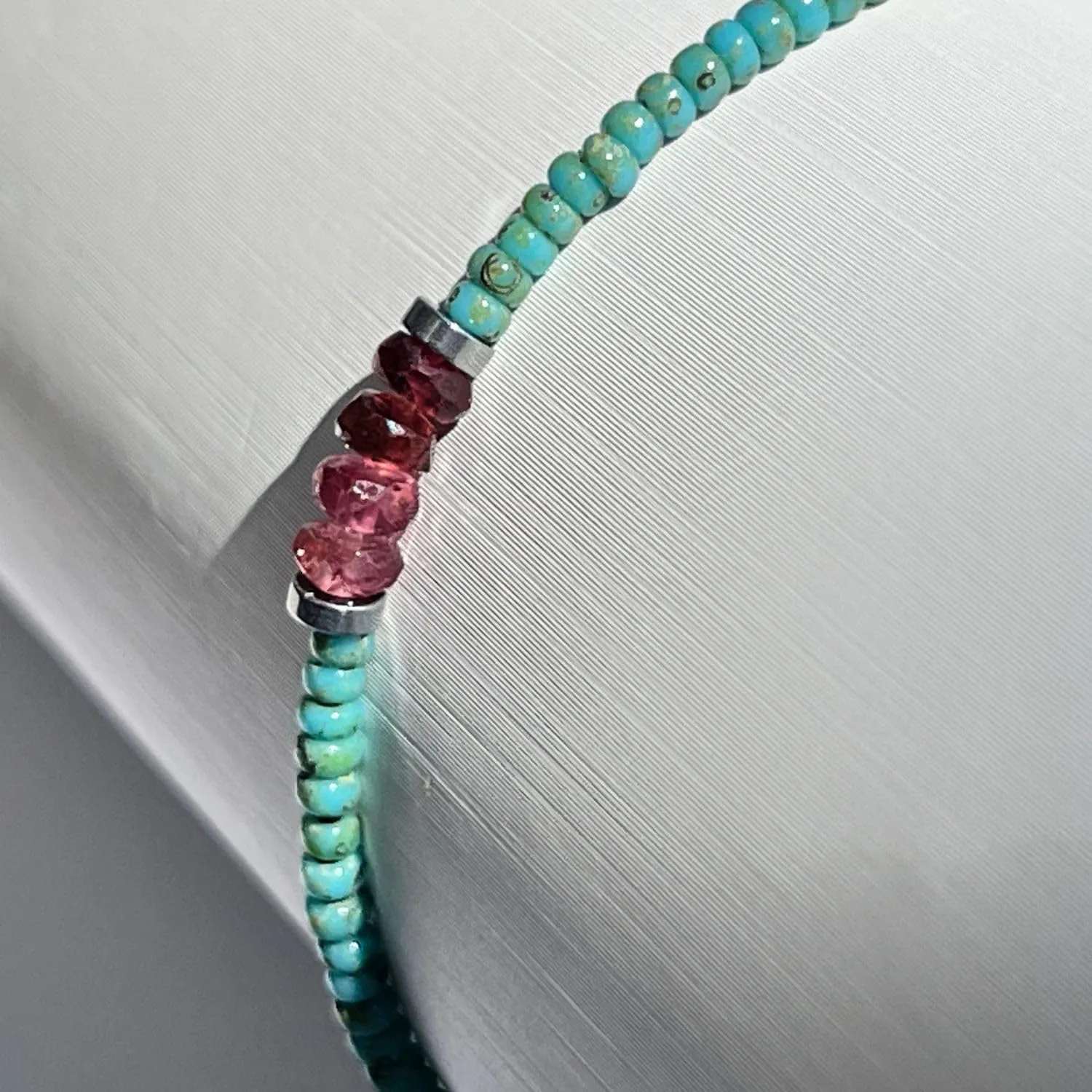 Luck Strings Watermelon Tourmaline Beaded Bracelet for men or women - Gemstone Stretch Bracelets - Men's Bead Bracelet