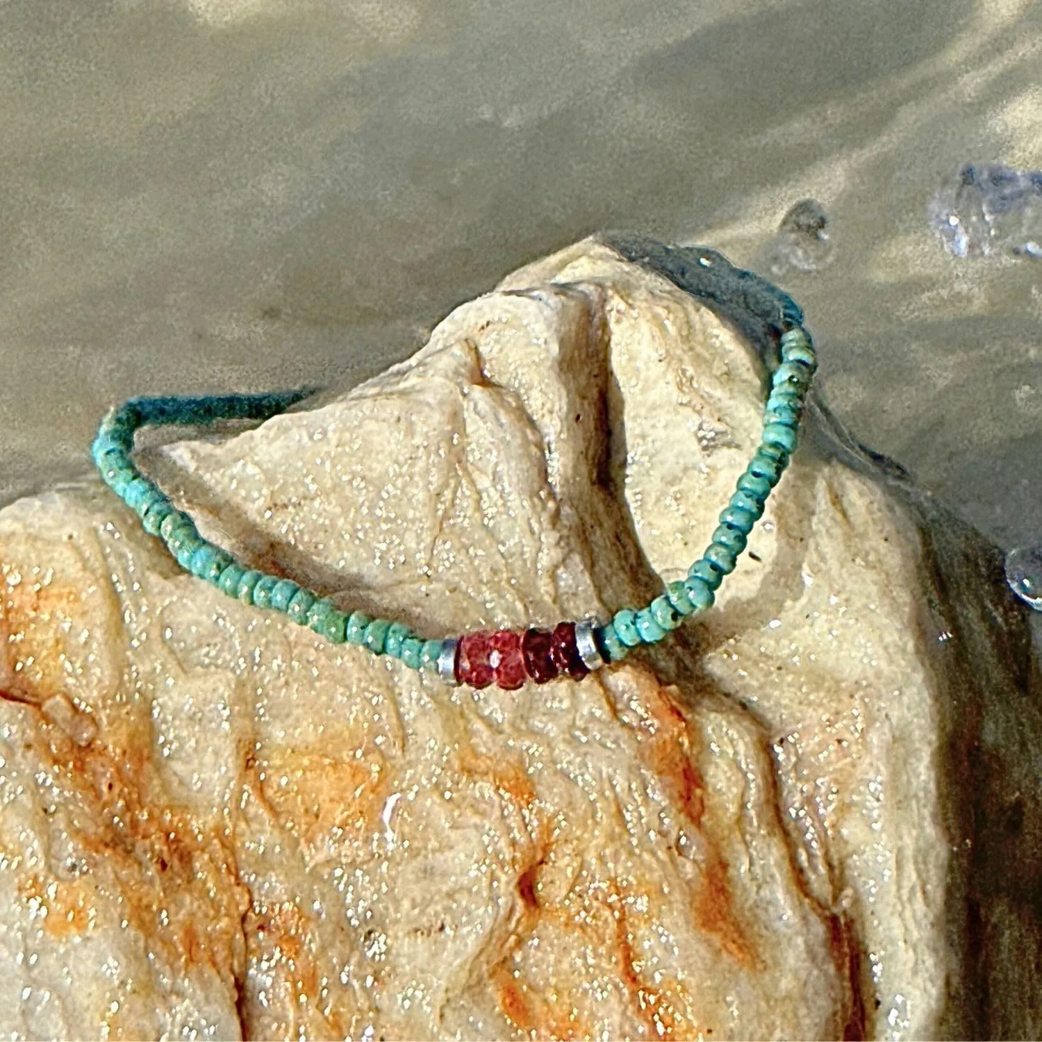 Luck Strings Watermelon Tourmaline Beaded Bracelet for men or women - Gemstone Stretch Bracelets - Men's Bead Bracelet