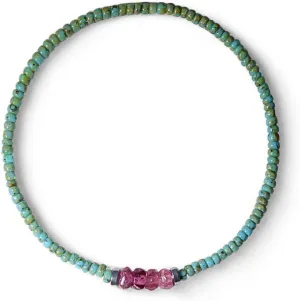 Luck Strings Watermelon Tourmaline Beaded Bracelet for men or women - Gemstone Stretch Bracelets - Men's Bead Bracelet