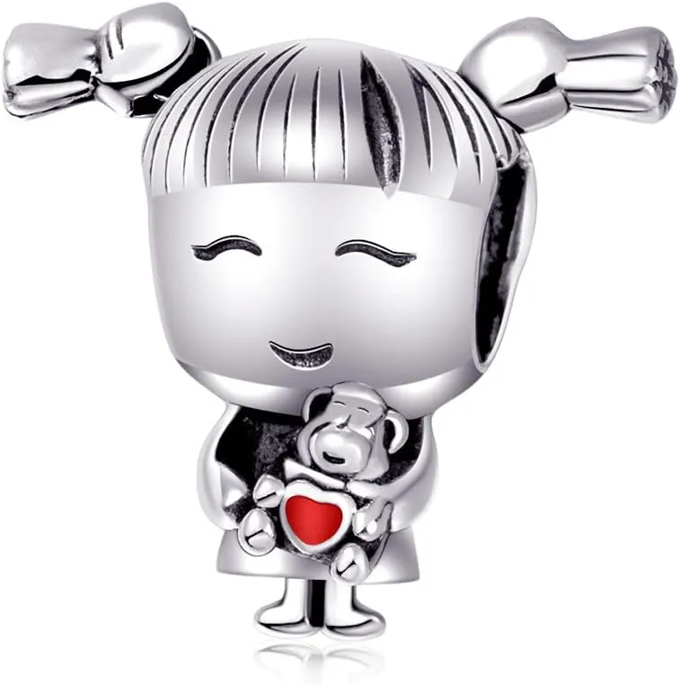Lucky Girl/Boy Charm 925 Sterling Silver Family Charm Grandma Grandapa Little Girl/Boy Bead fit Woman Bracelets