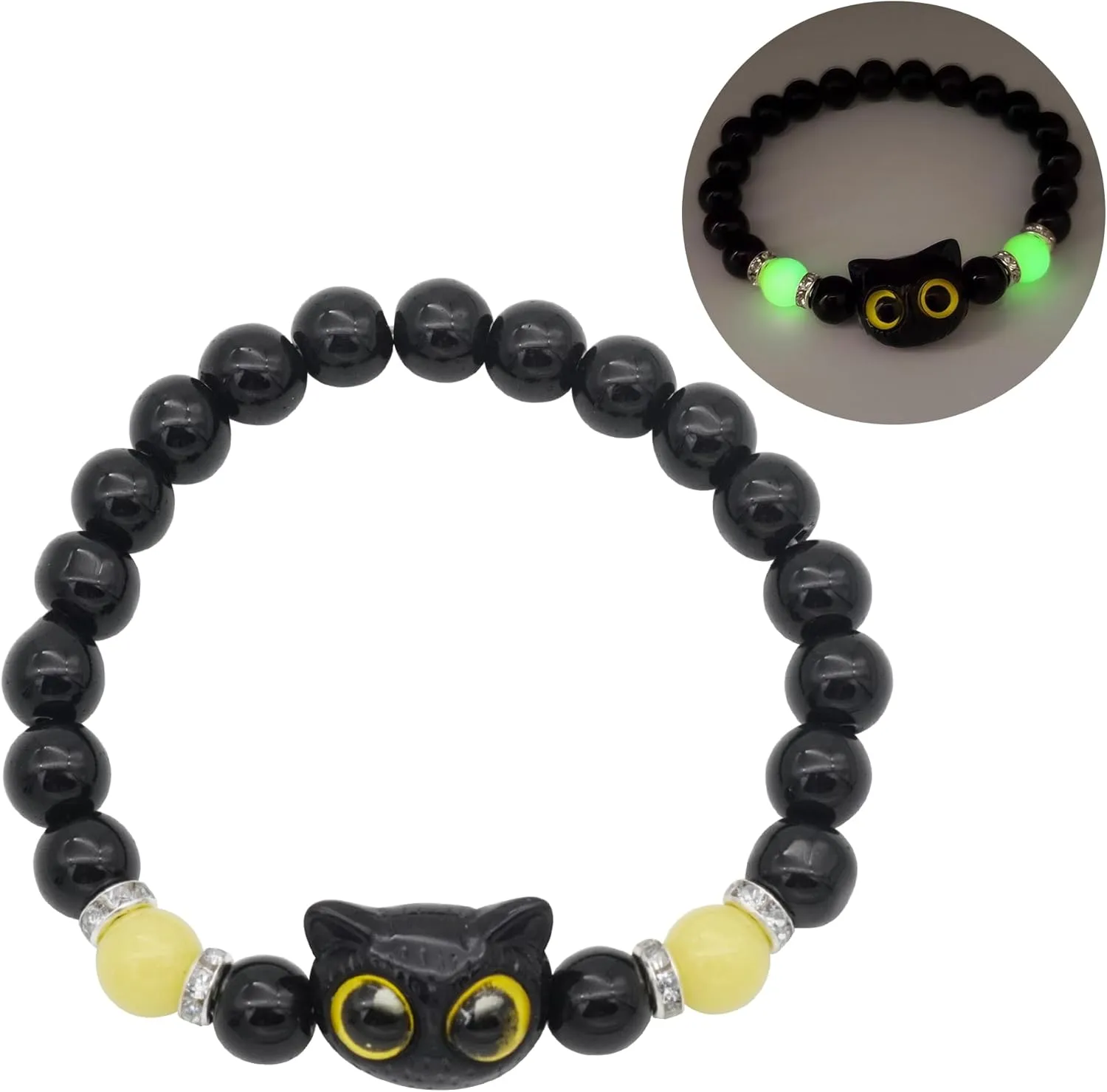 Luminous Cat Bracelets, Cute Beaded Bracelet, Resin Hand Chain Craftsmanship Comfortable Fit Jewelry Gift for Women