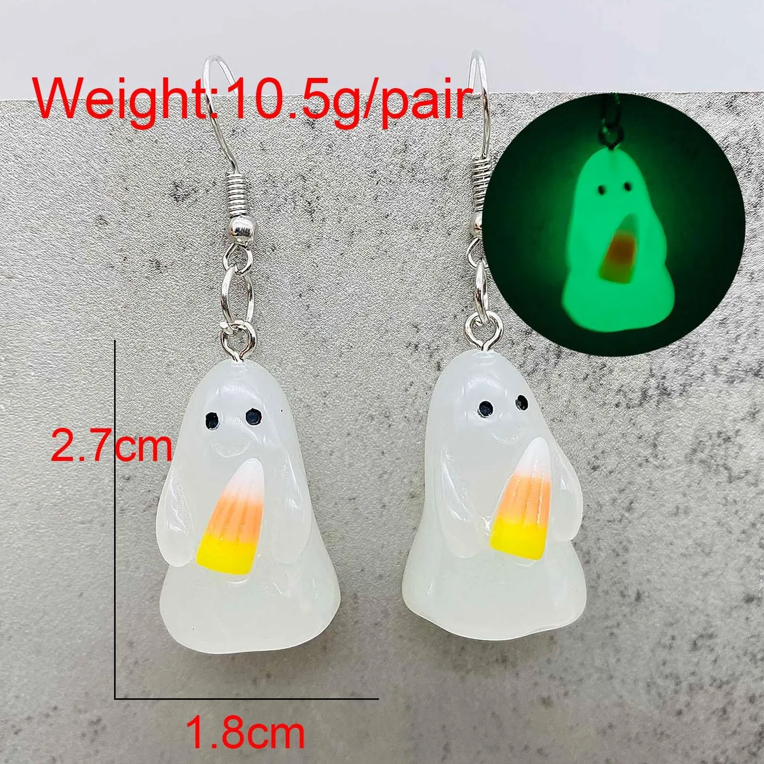 Luminous Ghost Halloween Necklace Earrings Set Glow-In-The-Dark Cute Funny Ghost Drift Bottle Jewelry Set Luminous Pumpkin Candy Heart Blood Spooky Ghost Halloween Costume