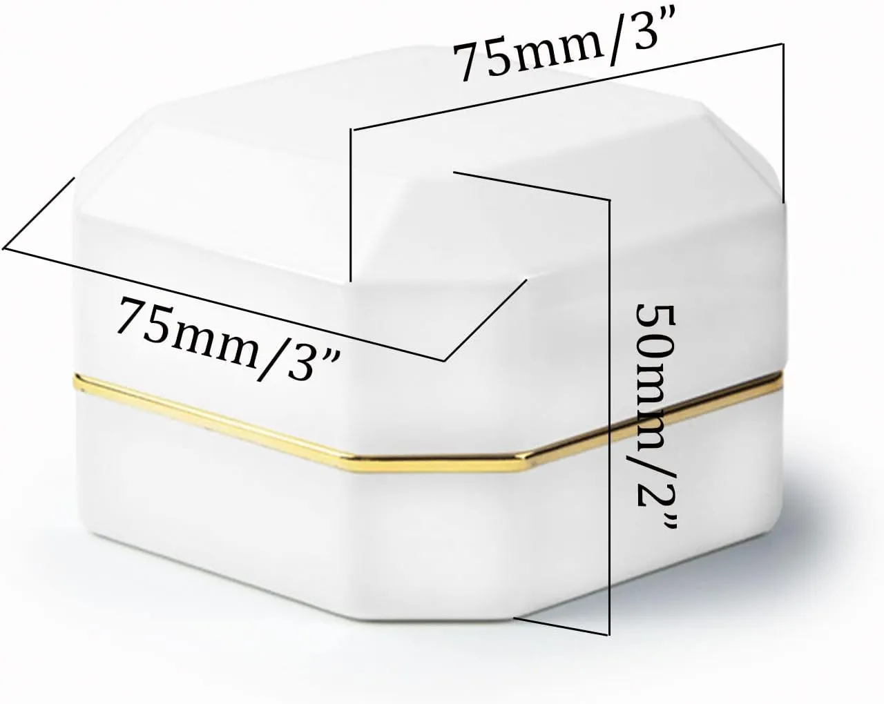 Luxury Ring Box, Square Velvet Wedding Ring Case Jewelry Gift Box with LED Light for Proposal Engagement Wedding, White