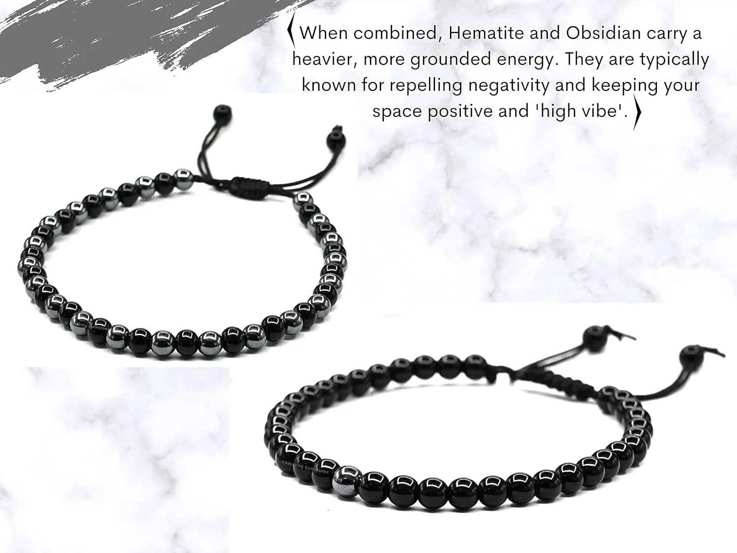 Lymph Detox Magnetic Bracelet Ankle, Black Obsidian Hematite Bracelet Pulseras Para Hombres Mujer Stocking Stuffers (Set of 3)