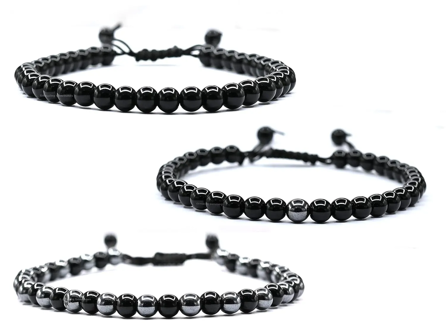 Lymph Detox Magnetic Bracelet Ankle, Black Obsidian Hematite Bracelet Pulseras Para Hombres Mujer Stocking Stuffers (Set of 3)