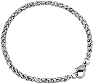 LZD 316 Stainless Steel Wheat Bracelet Lobster Clasp Silver 6.7" 7" 7.4" 3mm Z187