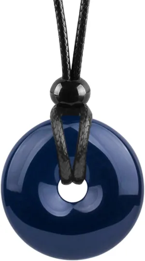 Magic Human Gemstone Crystal Necklace Pendant - Healing Good Luck Donut Crystal Stone Jewelry Necklace - Positive Energy Amulet Unisex Adjustable Cord