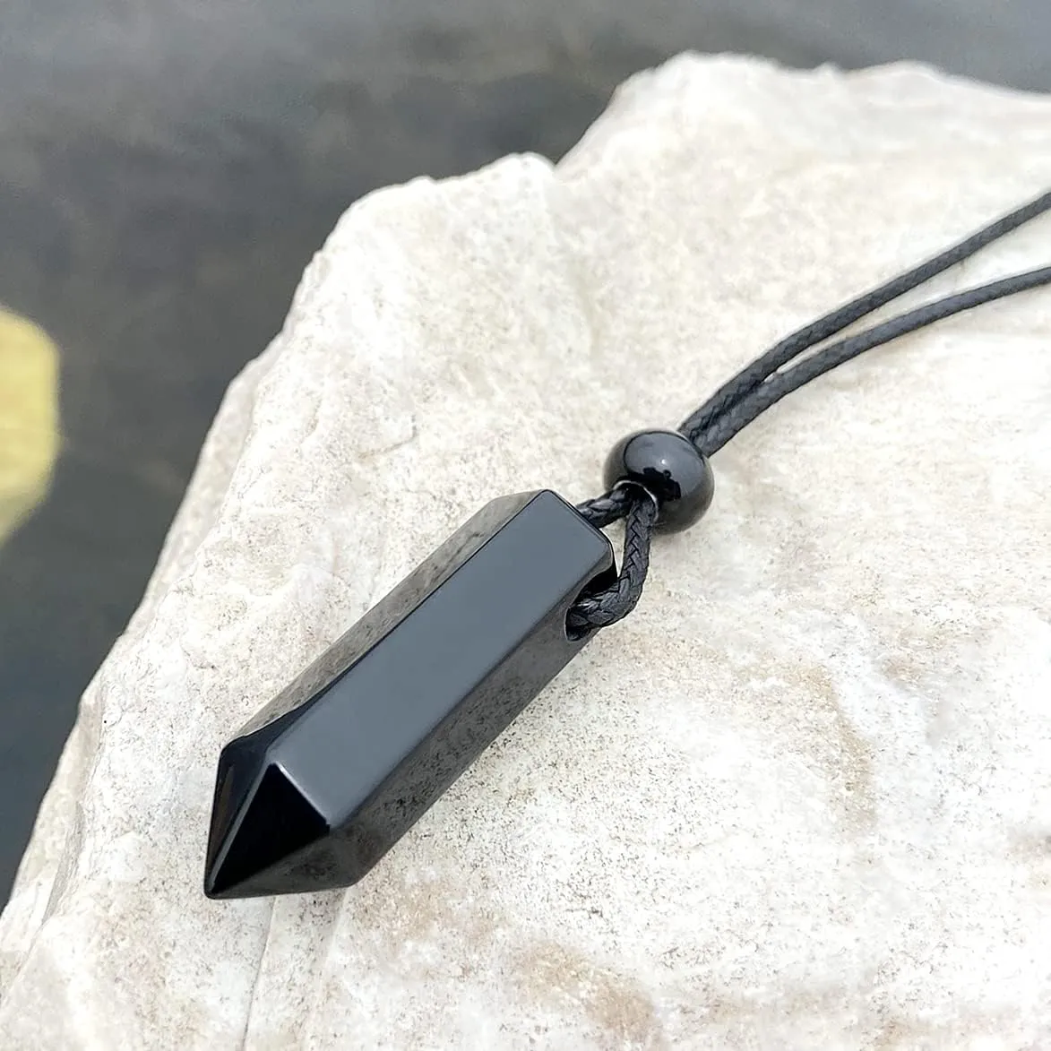 Magic Human Gemstone Point Necklace - Crystals and Healing Stones - Authentic Point Wand Pendant - Hexagonal Pendulum