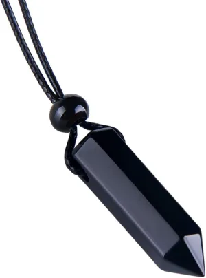Magic Human Gemstone Point Necklace - Crystals and Healing Stones - Authentic Point Wand Pendant - Hexagonal Pendulum