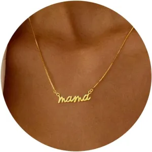 Mama Necklaces for Women Trendy, Dainty Gold Mom Necklace 14k Gold Plated Mothers Pendant Choker Gold Necklace New Mom Gifts for Women First Mothers Day Gifts for Mama Gold Jewelry Gift