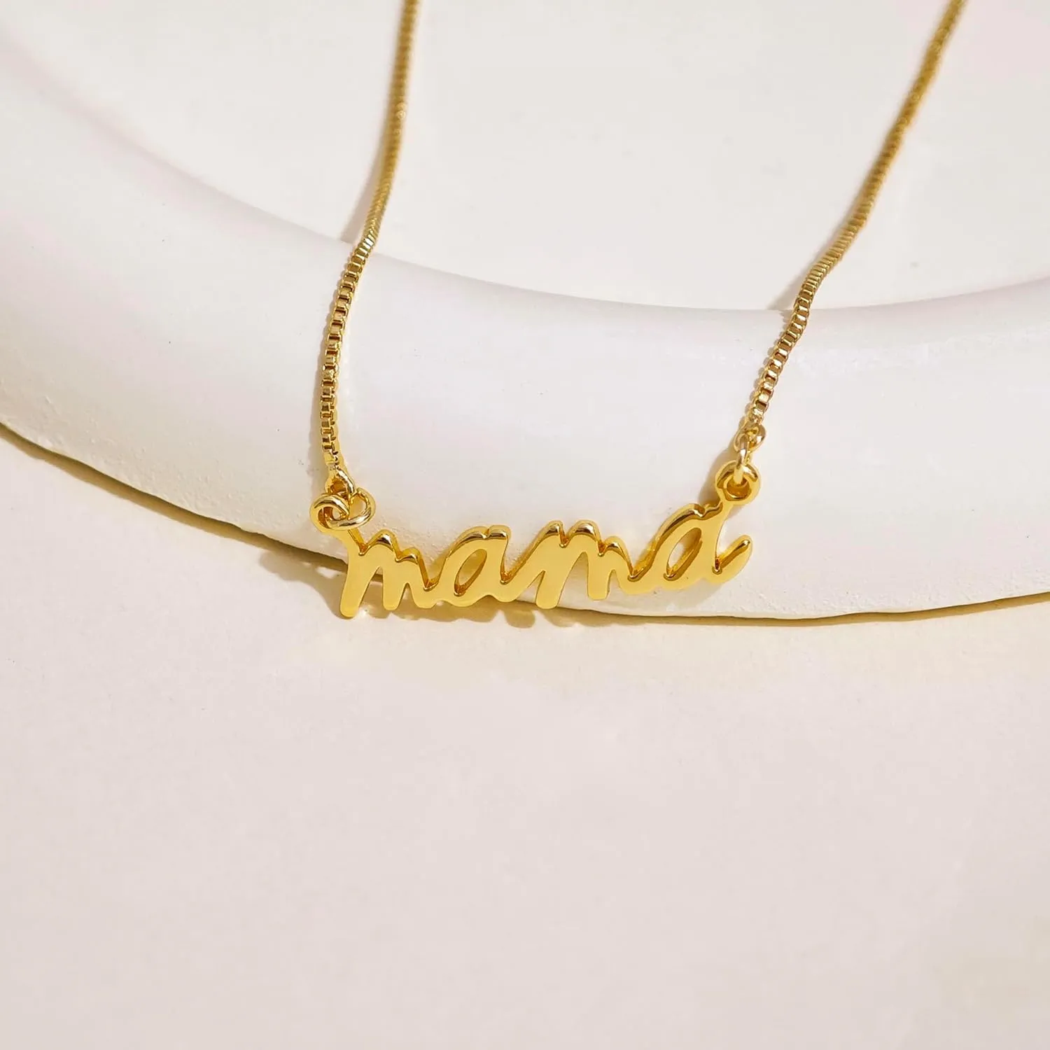 Mama Necklaces for Women Trendy, Dainty Gold Mom Necklace 14k Gold Plated Mothers Pendant Choker Gold Necklace New Mom Gifts for Women First Mothers Day Gifts for Mama Gold Jewelry Gift