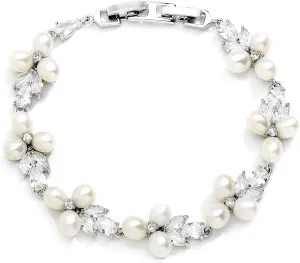 Mariell Freshwater Pearl Bridal Bracelet, 7 1/8" Plus 1/2" Extender, Wedding, Prom Jewelry Gift for Women