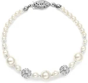 Mariell Pearl Bridal and Wedding Tennis Bracelet for Women, 6 1/4, 7 & 8 Inch Size, Austrian Rhinestone Crystal, Made in USA