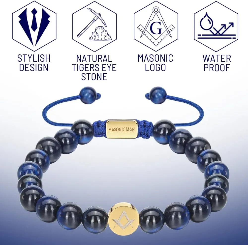 MasonicMan Mens Masonic Bracelet Freemasonry Gift Mason Logo