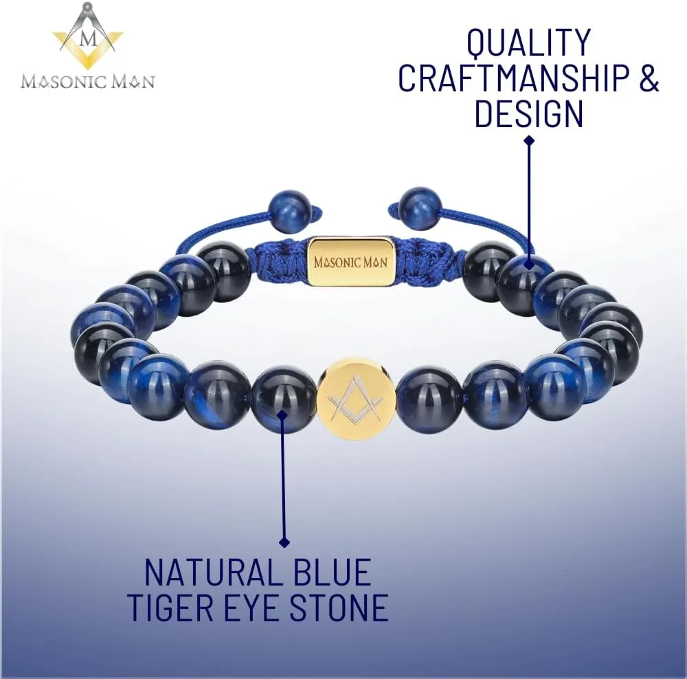 MasonicMan Mens Masonic Bracelet Freemasonry Gift Mason Logo