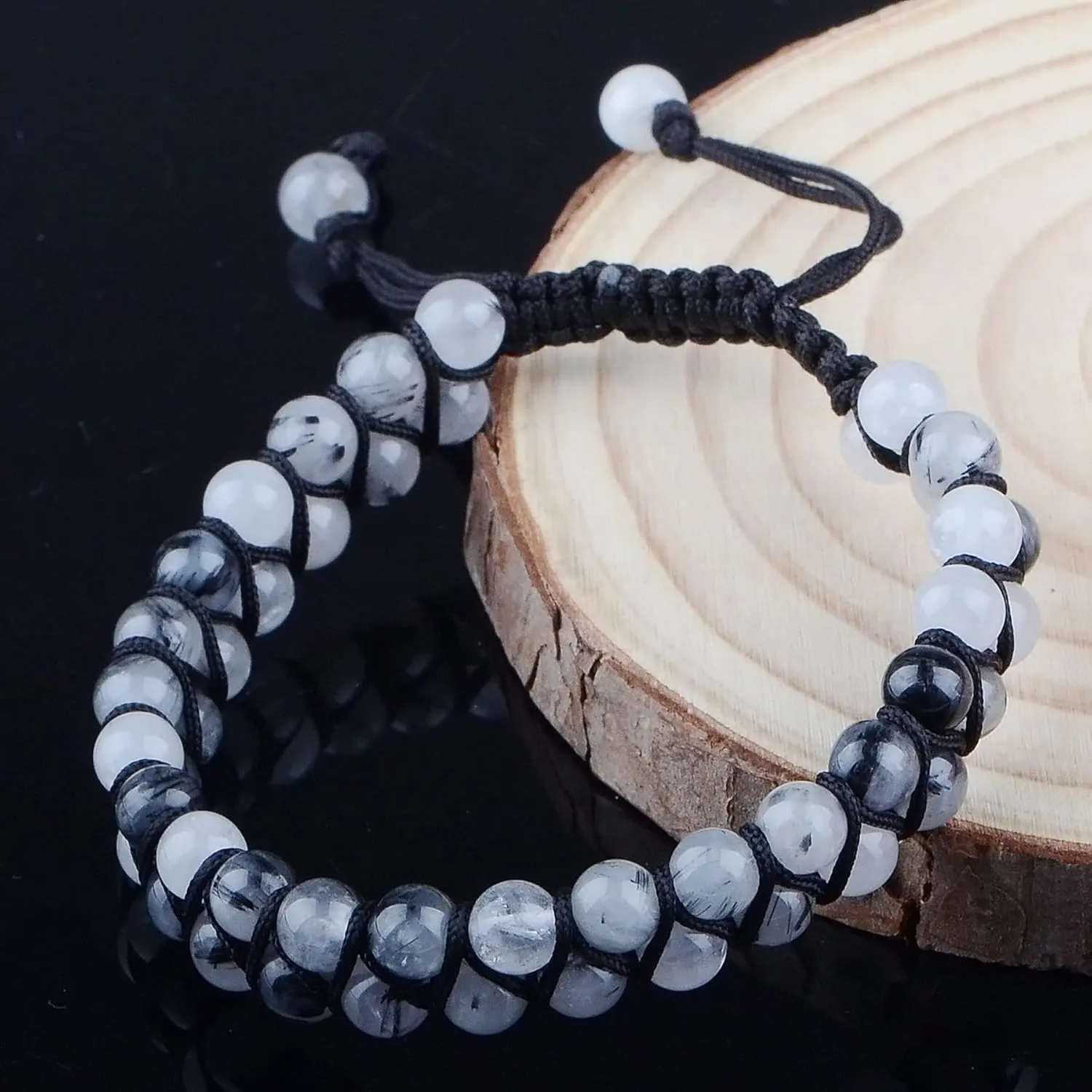 MASSIVE BEADS Natural Chakra Healing Power Crystals Macrame Bracelet Yoga Double Layer Stone Beads Gemstone Meditation Relax Anxiety Bangle for Unisex Women Men