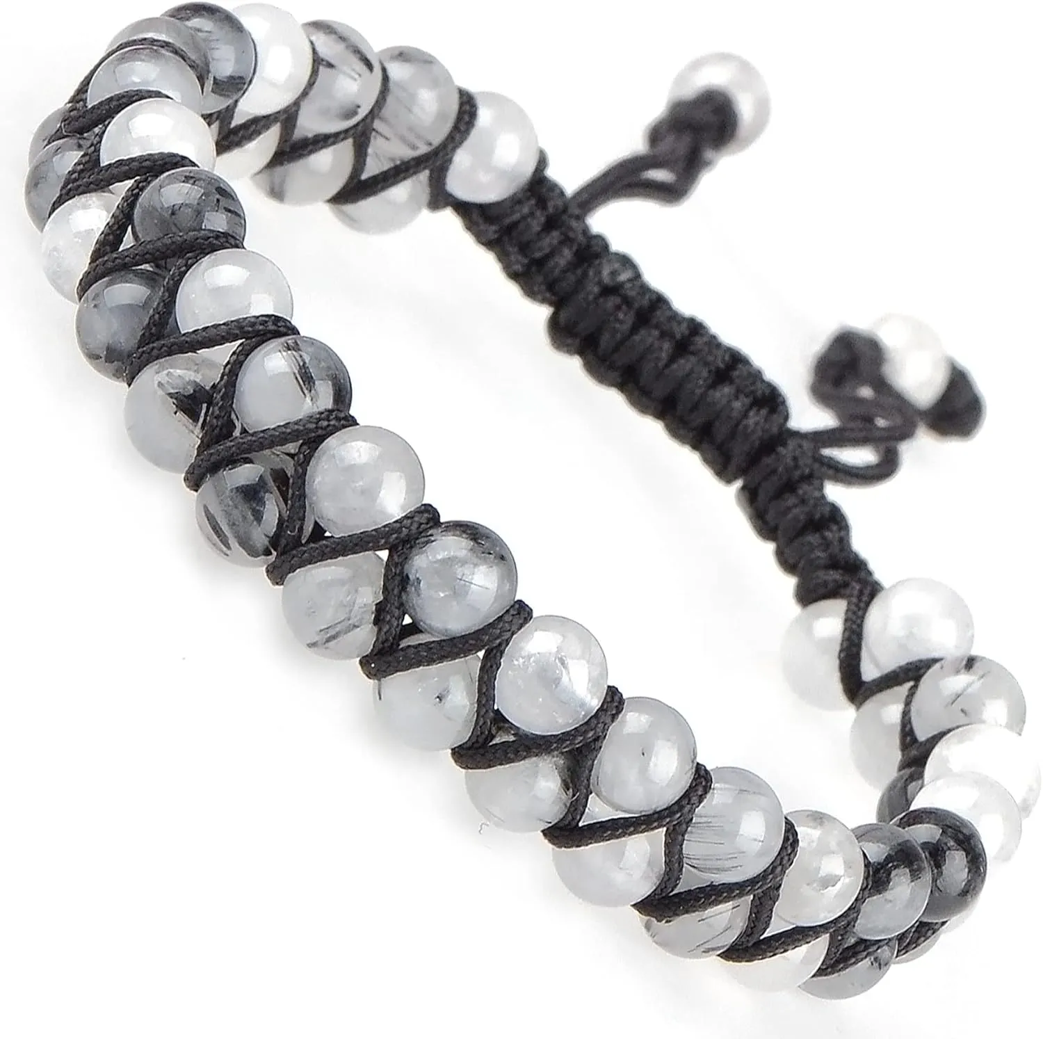 MASSIVE BEADS Natural Chakra Healing Power Crystals Macrame Bracelet Yoga Double Layer Stone Beads Gemstone Meditation Relax Anxiety Bangle for Unisex Women Men