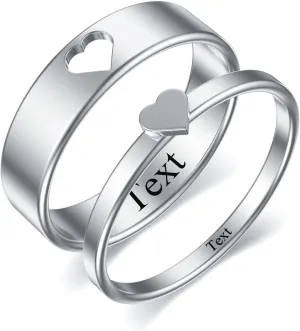 Matching Rings for Couple Personalized Promise Rings Custom Engraved Ring Engagement Ring Band for Him/Her Ring Size 5-15