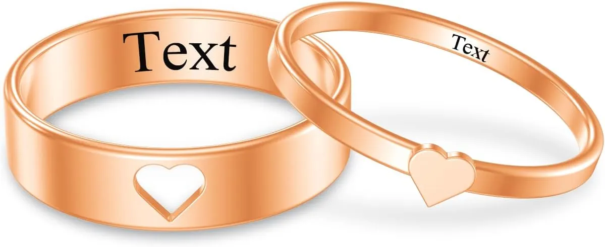 Matching Rings for Couple Personalized Promise Rings Custom Engraved Ring Engagement Ring Band for Him/Her Ring Size 5-15