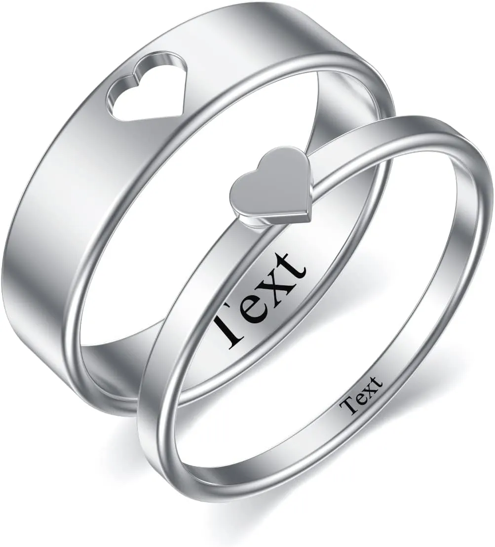Matching Rings for Couple Personalized Promise Rings Custom Engraved Ring Engagement Ring Band for Him/Her Ring Size 5-15