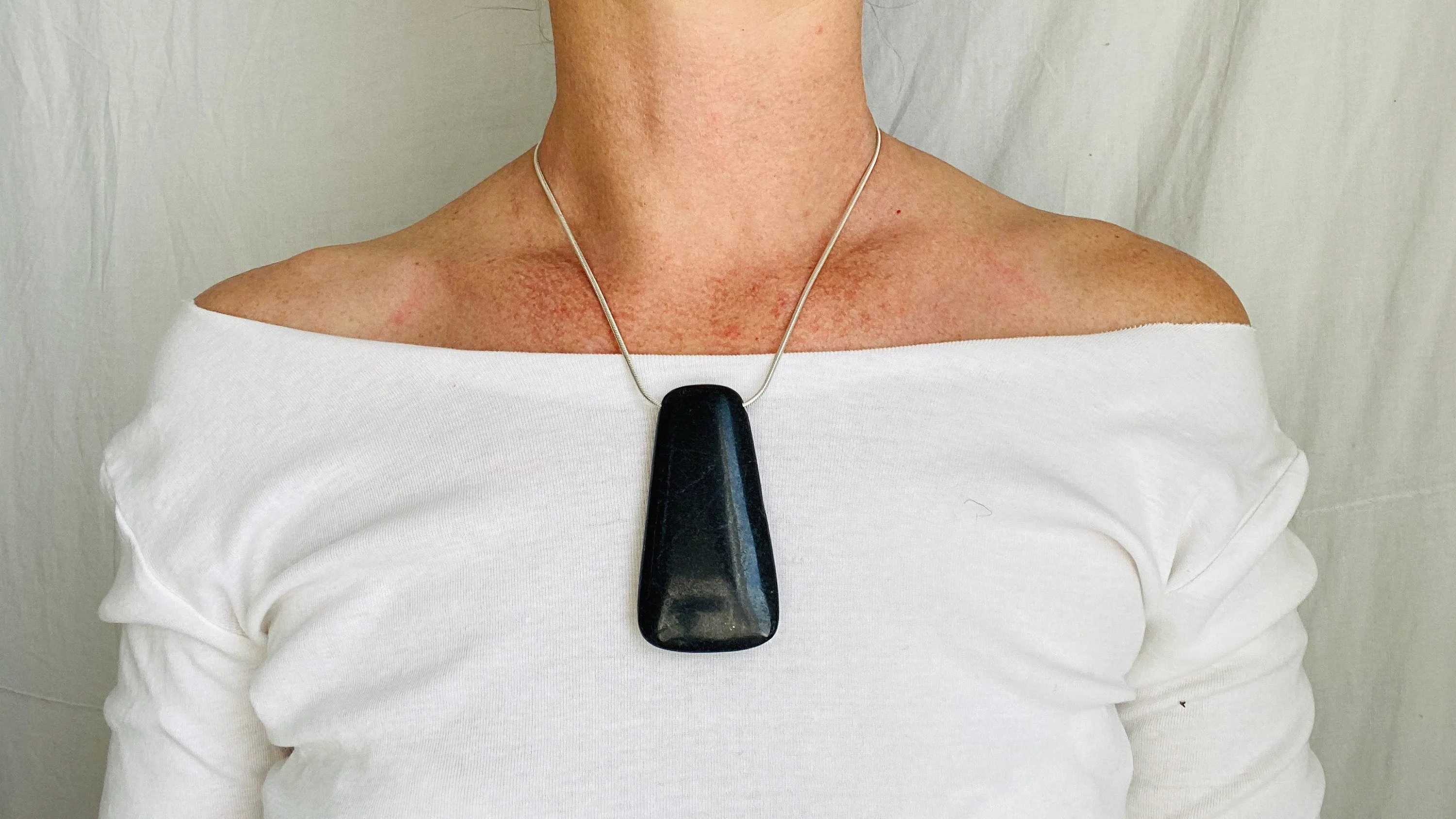Mayan Black Jade & Amber Necklace. Pendant. Hand-Carved. Atelier Aadya
