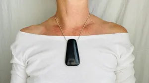 Mayan Black Jade & Amber Necklace. Pendant. Hand-Carved. Atelier Aadya