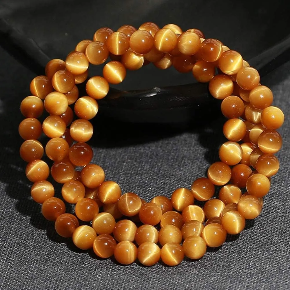 Meditation Buddhist Prayer Beads Necklace, Bracelet, 108 Natural Tiger Eye Stone Bracelet 6mm Prayer Beads Multiple Circles Mala Tibetan Buddhist Buddha Meditation NecklaceCollection Level