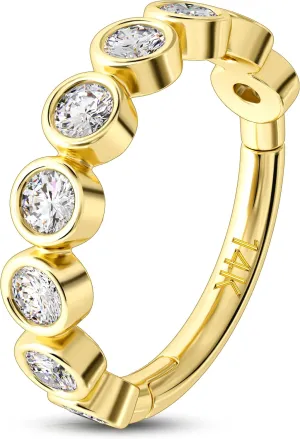 Melighting 14K Solid Gold 6/8/10 mm Nose Ring Clear CZ Helix Earring 18G Cartilage Earring Small Helix Clicker Segment Hinged Nose Ring Hoop for Women
