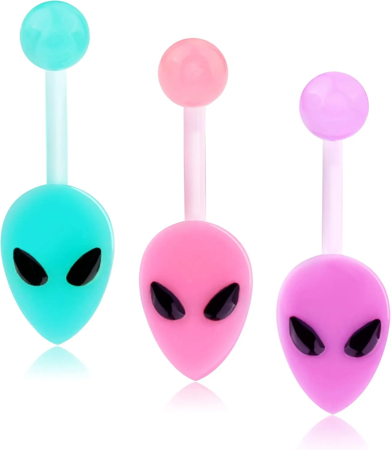 Melighting Plastic Belly Button Rings 14G Alien Belly Rings for Women Arcylic Belly Piercing Jewelry for Women Soft Navel Barbell Body Piercing Jewelry