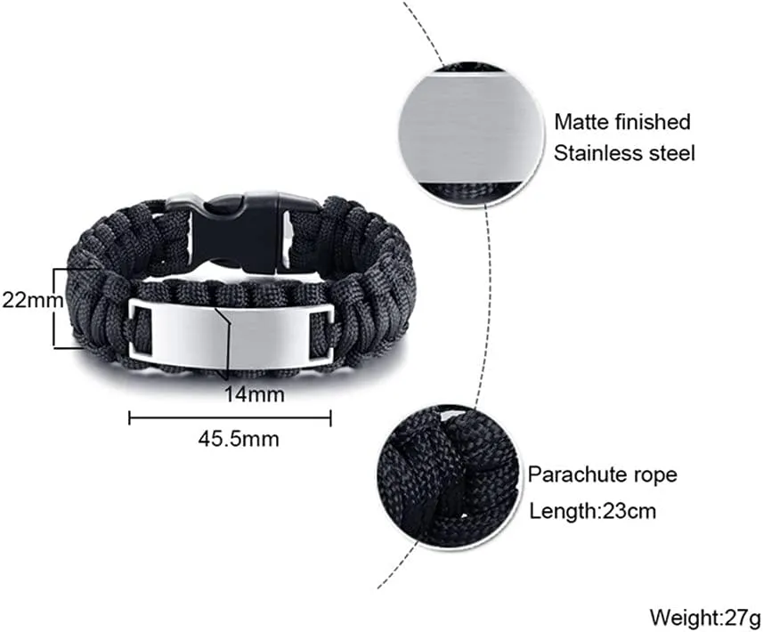Men's Handmade Tibetan Buddhist Prayer Braided Paracord Cuff Bangle Blessing Om Mani Padme Hum Sanskrit Bracelets Powerful Mantra Prayers Jewelry for Man, 9 inches