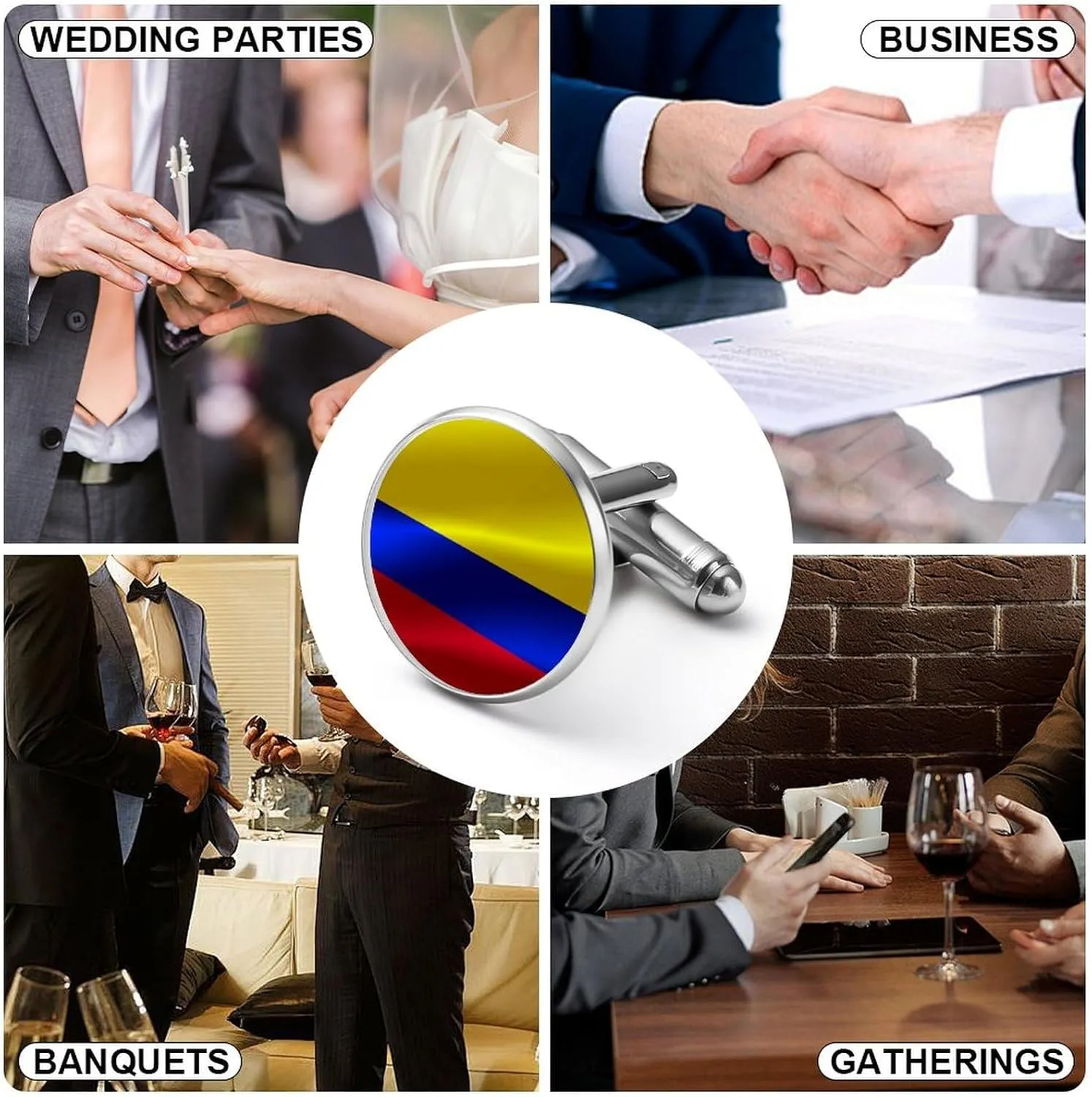 Mens Shirt Cufflinks, Tuxedo Round Cufflinks Jewelry Accessories for Formal, Business, Wedding