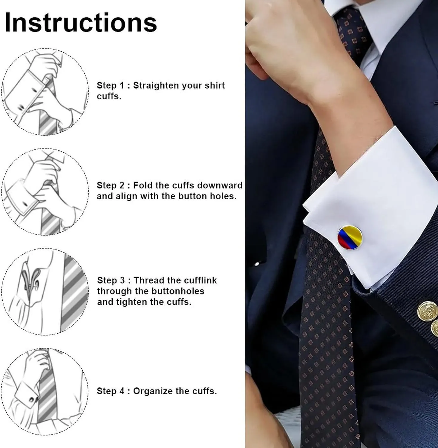 Mens Shirt Cufflinks, Tuxedo Round Cufflinks Jewelry Accessories for Formal, Business, Wedding